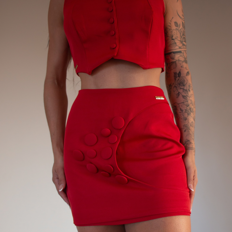 conjunto alfaiataria vermelho